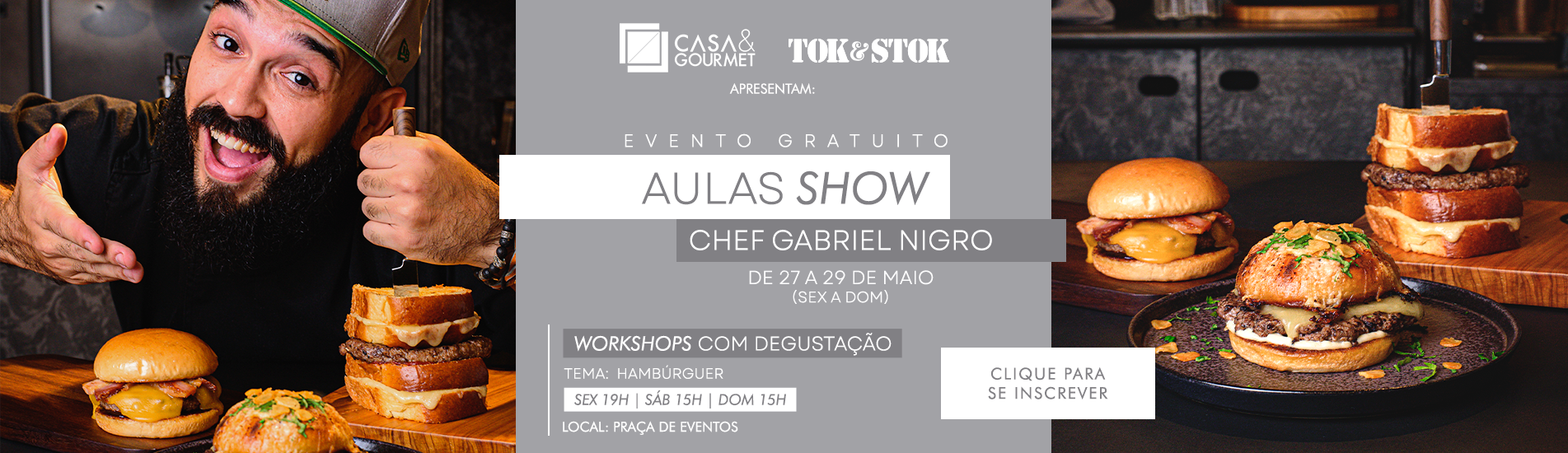Aulas Show gratuitas com Chef Gabriel Nigro 